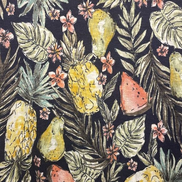 J. Jill- Flounced-Hem Double V-Neck Knit Dress Sleeveless Fruit Print- Size M - Picture 5 of 8